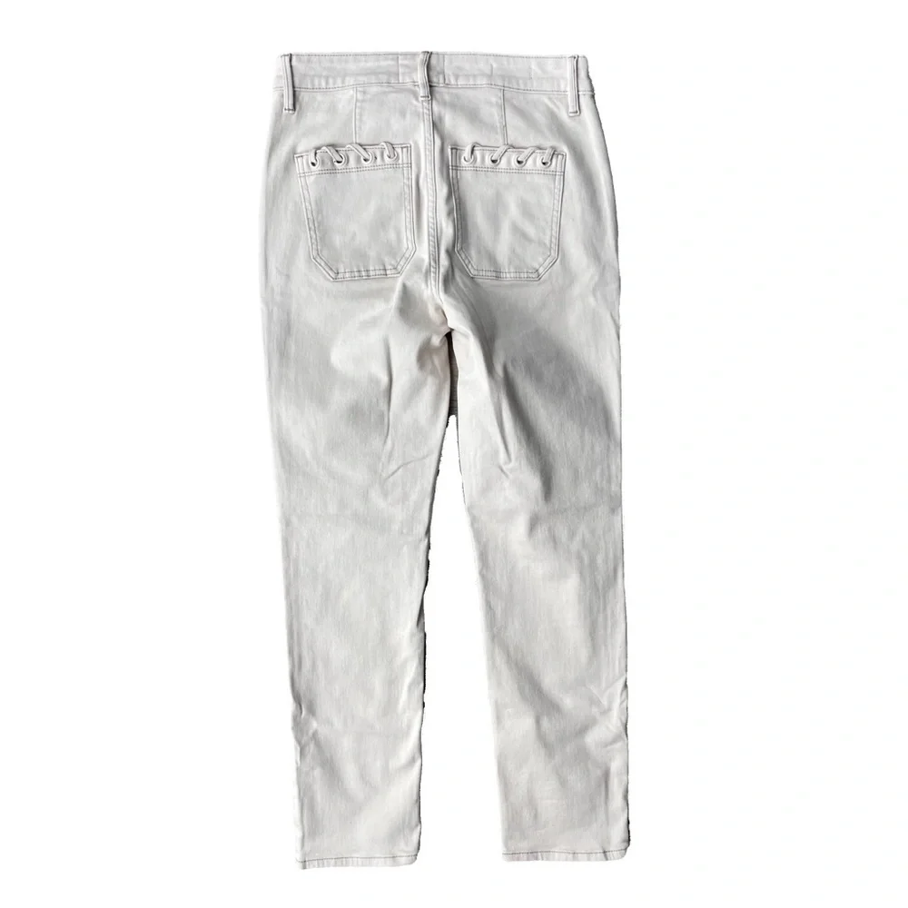 High-Rise Grommet Slim Crop Jean Pants Bone Size 0 WHBM-White House Black Market - Picture 3 of 13